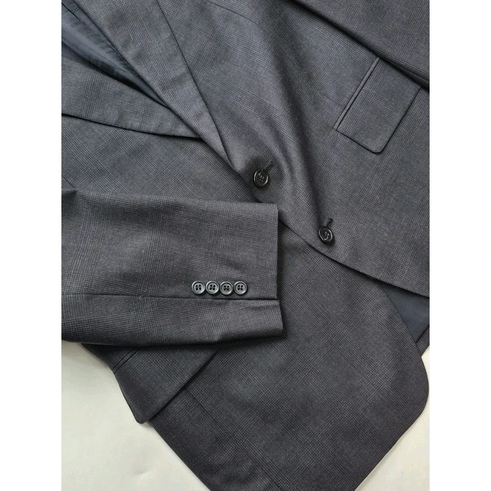 Jos A Bank Mens Vintage Wool Sport Coat 42R Blue Plaid USA 2 Button Blazer